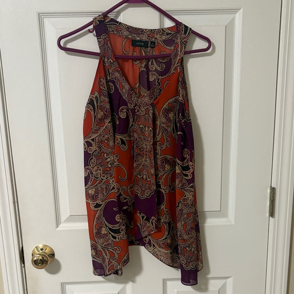 Apt. 9 Women's Paisley Tank Top - pumpkin orange and Purple